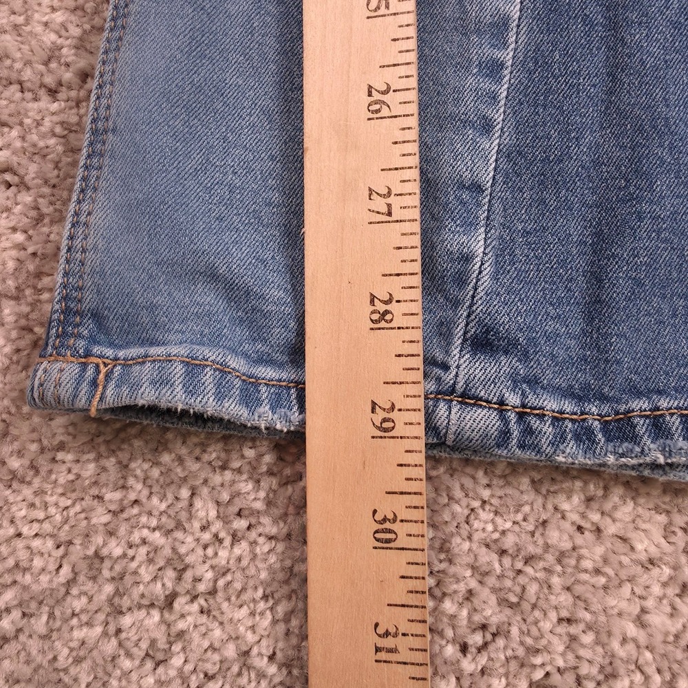 American Eagle Wide Leg Jeans Women 12 Blue Paneled Colorblock High Rise Stretch - Picture 9 of 16